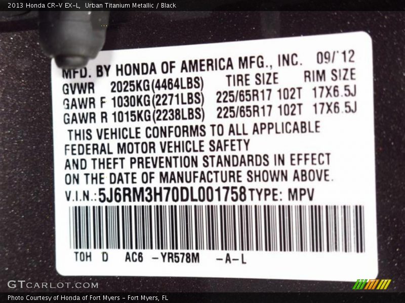 Urban Titanium Metallic / Black 2013 Honda CR-V EX-L
