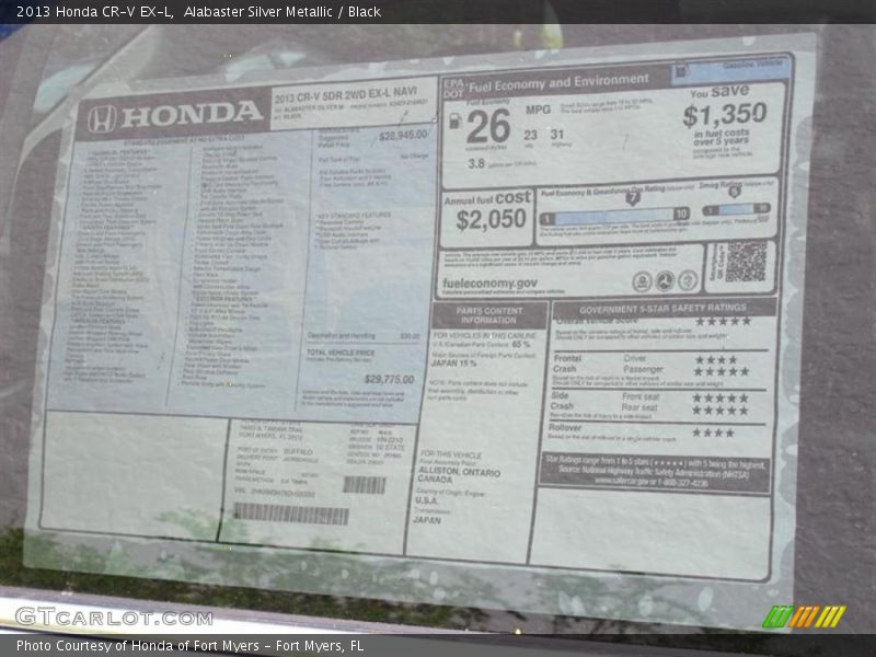 Alabaster Silver Metallic / Black 2013 Honda CR-V EX-L