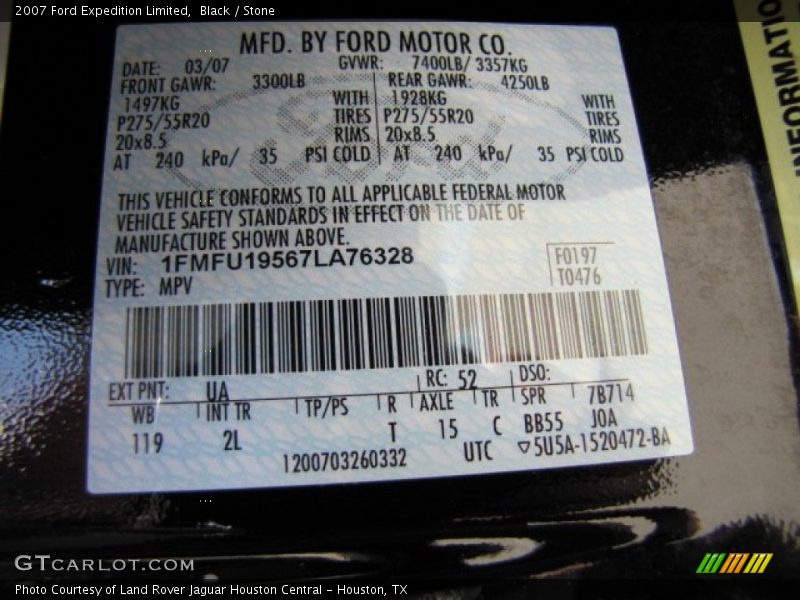 Black / Stone 2007 Ford Expedition Limited