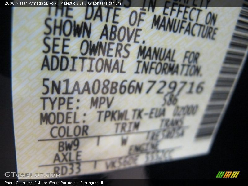 Majestic Blue / Graphite/Titanium 2006 Nissan Armada SE 4x4