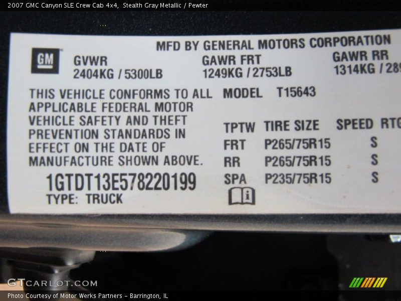 Stealth Gray Metallic / Pewter 2007 GMC Canyon SLE Crew Cab 4x4
