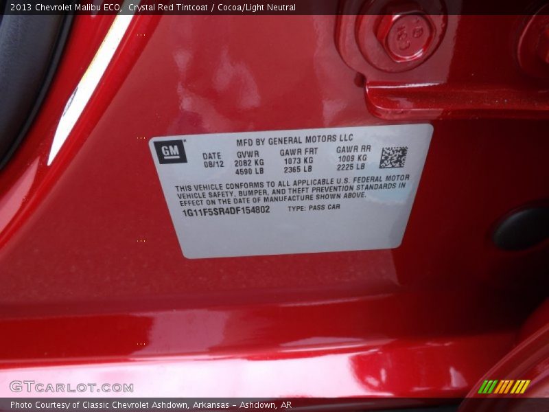 Crystal Red Tintcoat / Cocoa/Light Neutral 2013 Chevrolet Malibu ECO