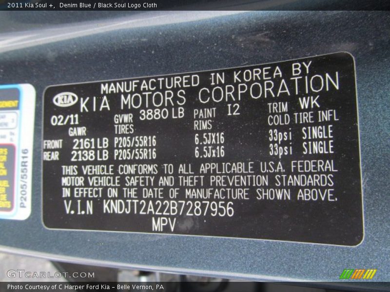 Denim Blue / Black Soul Logo Cloth 2011 Kia Soul +