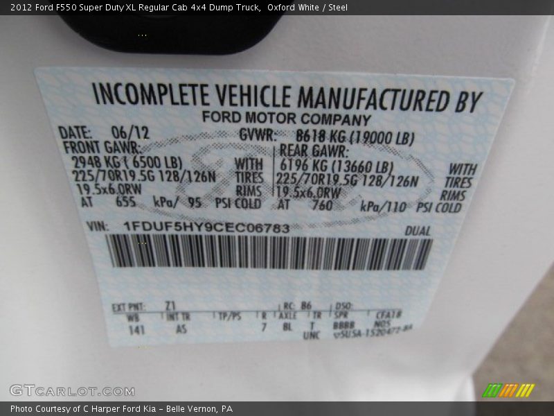 Oxford White / Steel 2012 Ford F550 Super Duty XL Regular Cab 4x4 Dump Truck