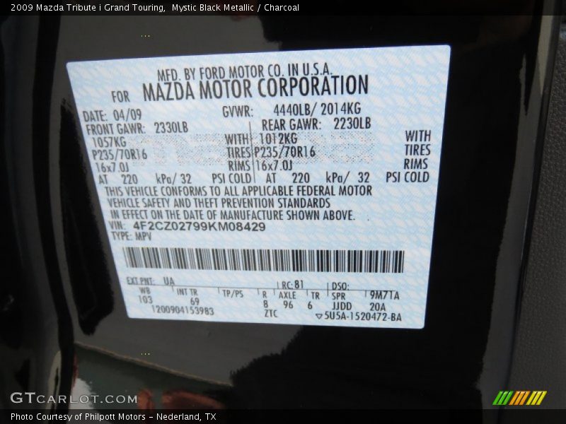 Mystic Black Metallic / Charcoal 2009 Mazda Tribute i Grand Touring
