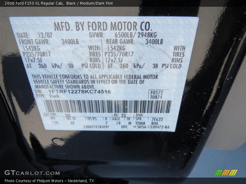 Black / Medium/Dark Flint 2008 Ford F150 XL Regular Cab