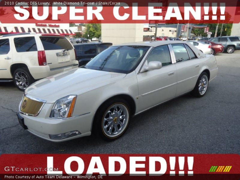 White Diamond Tri-coat / Shale/Cocoa 2010 Cadillac DTS Luxury