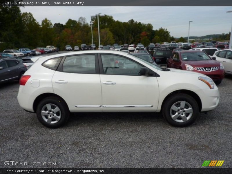 Pearl White / Gray 2013 Nissan Rogue S AWD