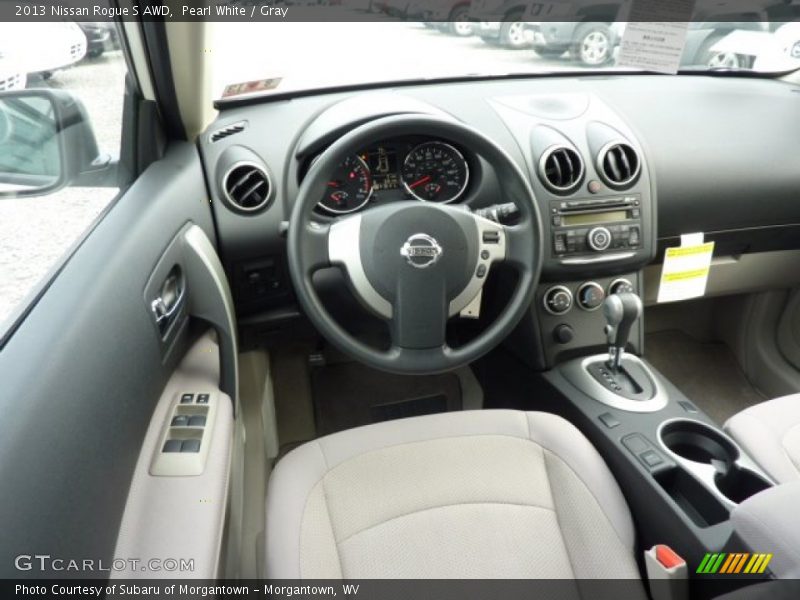 Pearl White / Gray 2013 Nissan Rogue S AWD