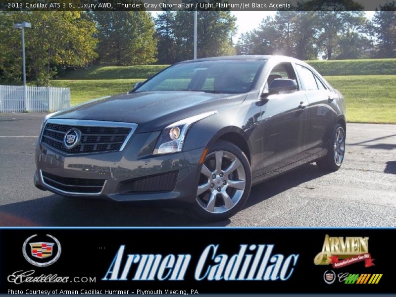 Thunder Gray ChromaFlair / Light Platinum/Jet Black Accents 2013 Cadillac ATS 3.6L Luxury AWD