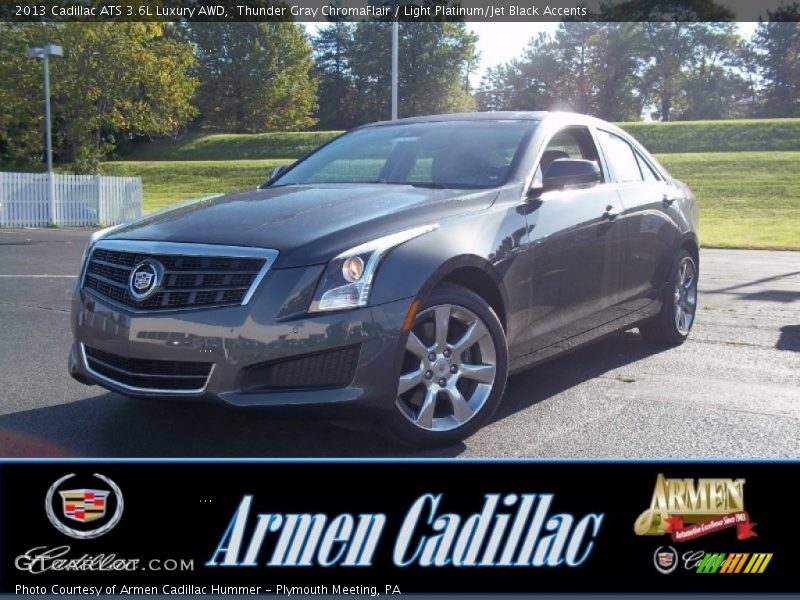 Thunder Gray ChromaFlair / Light Platinum/Jet Black Accents 2013 Cadillac ATS 3.6L Luxury AWD