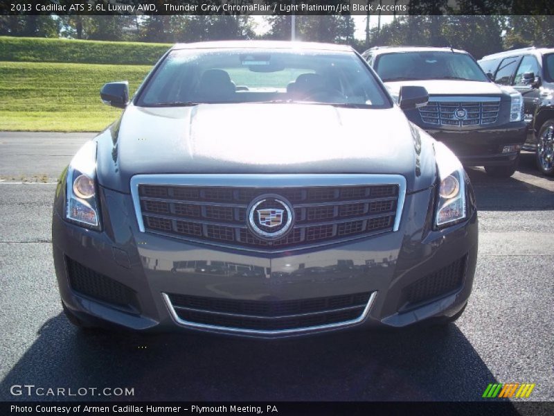 Thunder Gray ChromaFlair / Light Platinum/Jet Black Accents 2013 Cadillac ATS 3.6L Luxury AWD