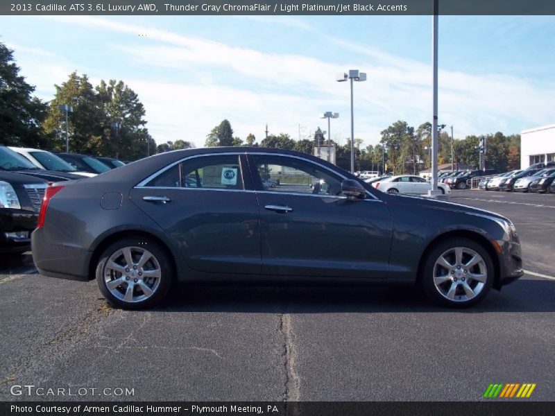 Thunder Gray ChromaFlair / Light Platinum/Jet Black Accents 2013 Cadillac ATS 3.6L Luxury AWD