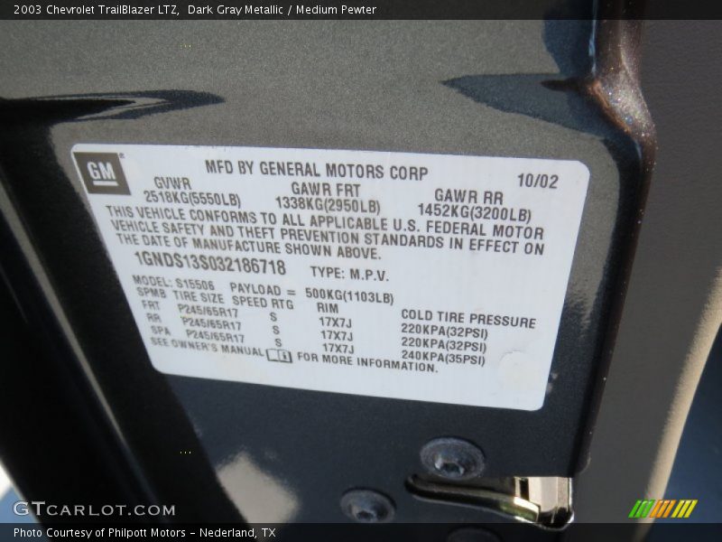 Dark Gray Metallic / Medium Pewter 2003 Chevrolet TrailBlazer LTZ