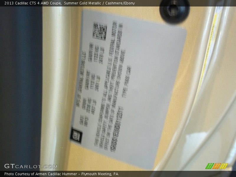 Summer Gold Metallic / Cashmere/Ebony 2013 Cadillac CTS 4 AWD Coupe