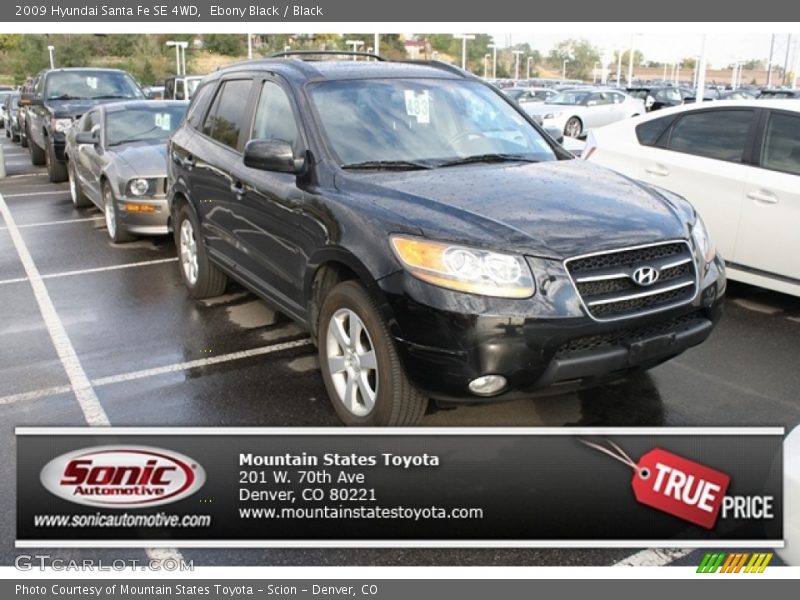 Ebony Black / Black 2009 Hyundai Santa Fe SE 4WD