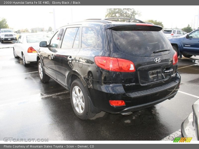 Ebony Black / Black 2009 Hyundai Santa Fe SE 4WD