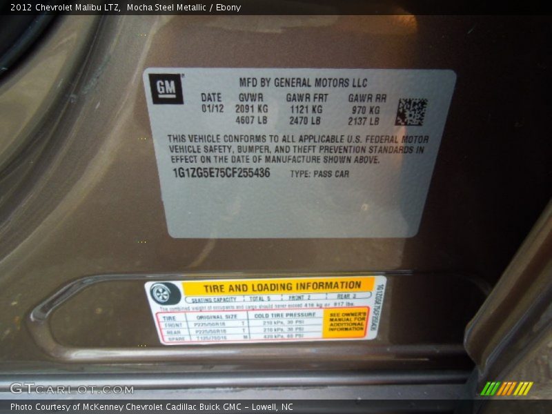 Mocha Steel Metallic / Ebony 2012 Chevrolet Malibu LTZ