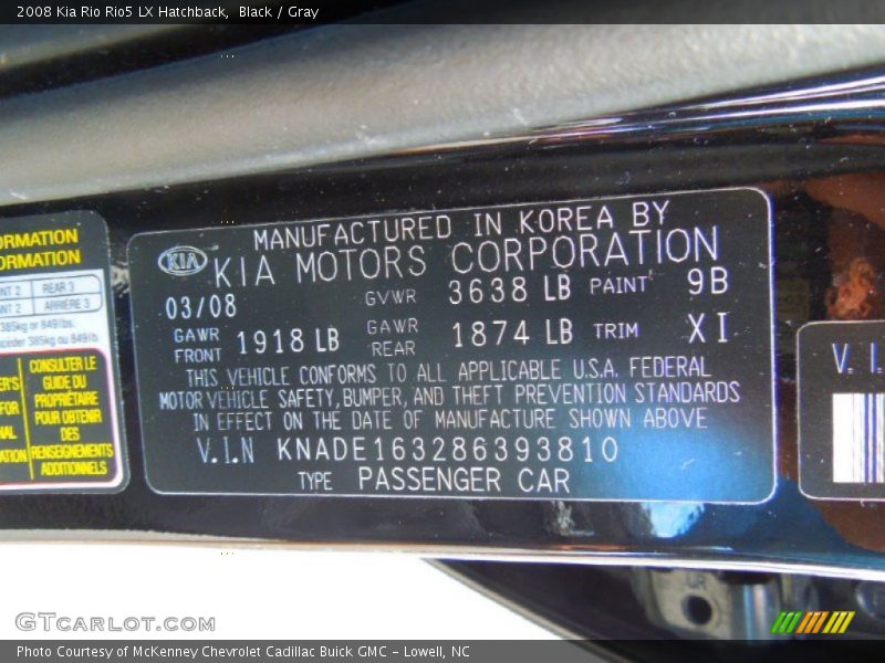 Black / Gray 2008 Kia Rio Rio5 LX Hatchback