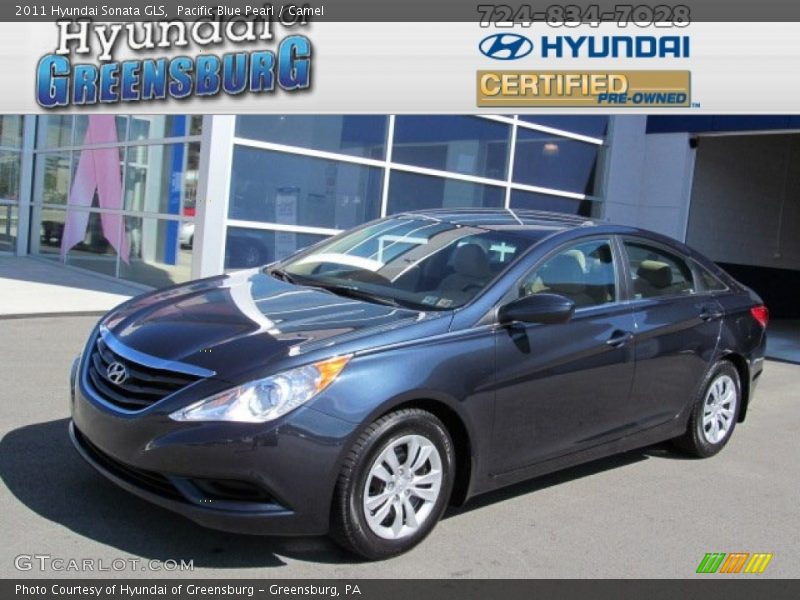 Pacific Blue Pearl / Camel 2011 Hyundai Sonata GLS
