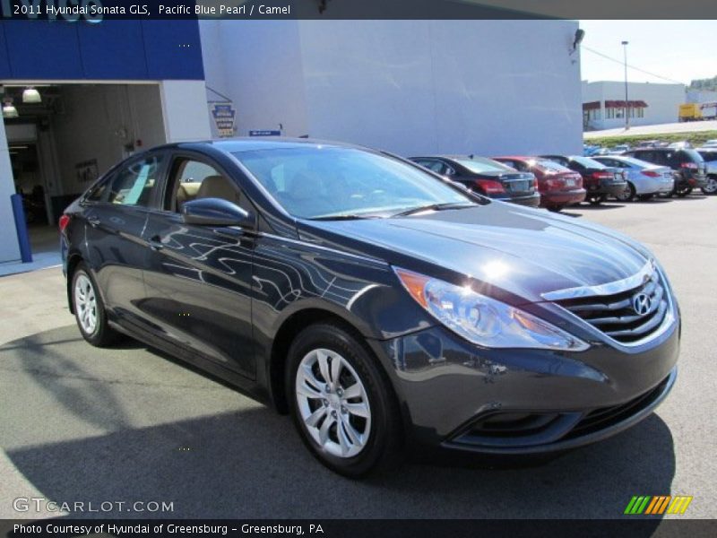 Pacific Blue Pearl / Camel 2011 Hyundai Sonata GLS