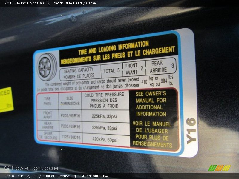 Pacific Blue Pearl / Camel 2011 Hyundai Sonata GLS