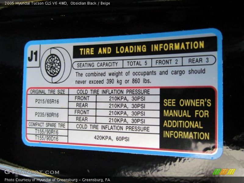 Obsidian Black / Beige 2005 Hyundai Tucson GLS V6 4WD