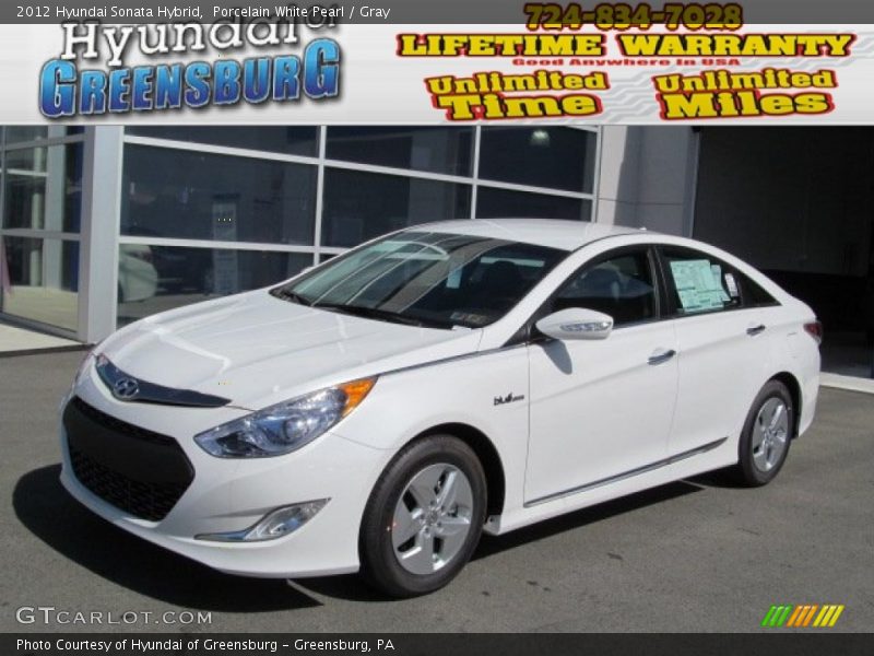 Porcelain White Pearl / Gray 2012 Hyundai Sonata Hybrid