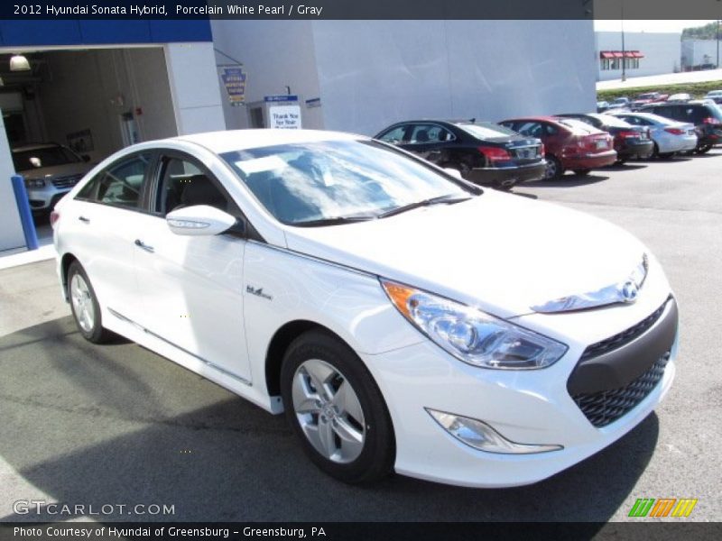 Porcelain White Pearl / Gray 2012 Hyundai Sonata Hybrid