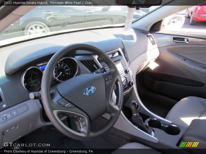 Porcelain White Pearl / Gray 2012 Hyundai Sonata Hybrid