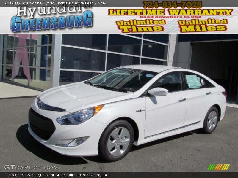 Porcelain White Pearl / Gray 2012 Hyundai Sonata Hybrid