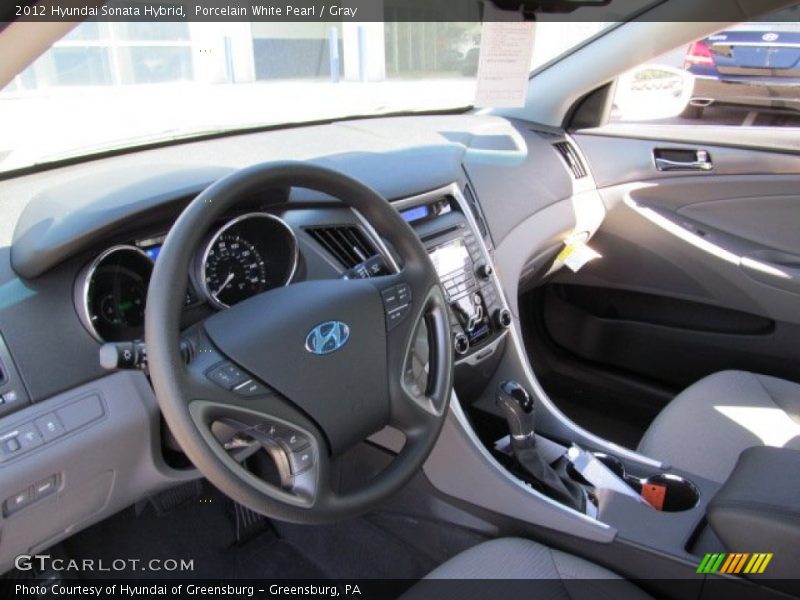 Porcelain White Pearl / Gray 2012 Hyundai Sonata Hybrid