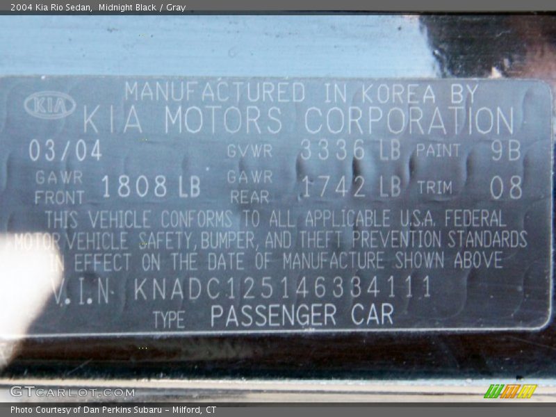 Midnight Black / Gray 2004 Kia Rio Sedan