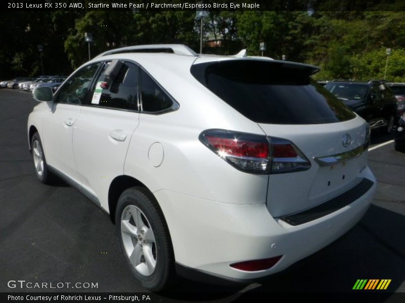 Starfire White Pearl / Parchment/Espresso Birds Eye Maple 2013 Lexus RX 350 AWD