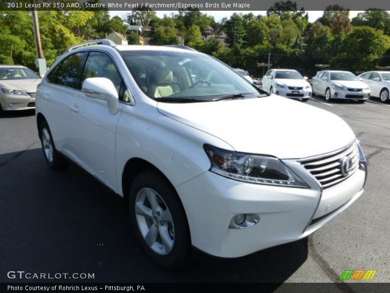Starfire White Pearl / Parchment/Espresso Birds Eye Maple 2013 Lexus RX 350 AWD