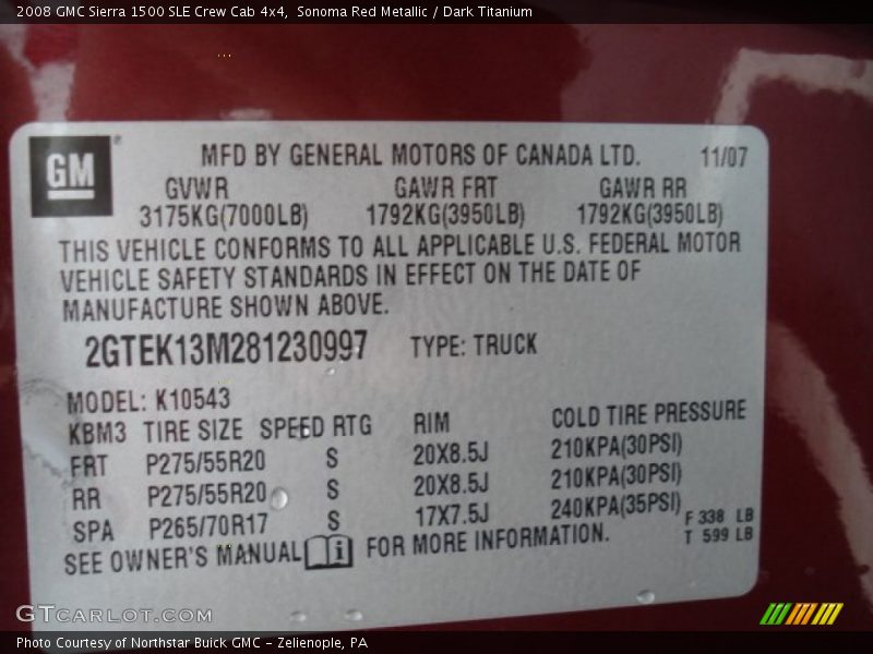 Sonoma Red Metallic / Dark Titanium 2008 GMC Sierra 1500 SLE Crew Cab 4x4