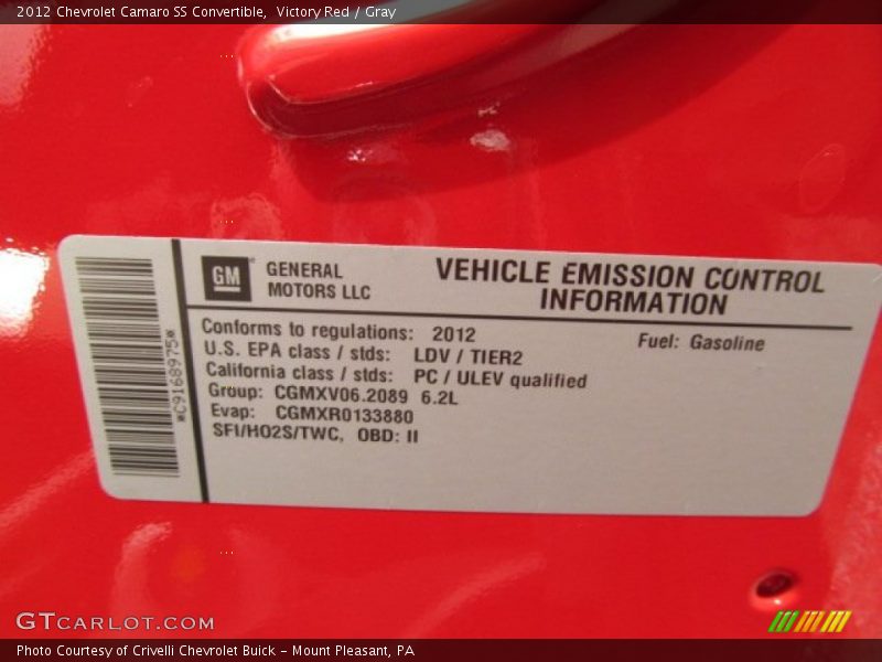 Victory Red / Gray 2012 Chevrolet Camaro SS Convertible