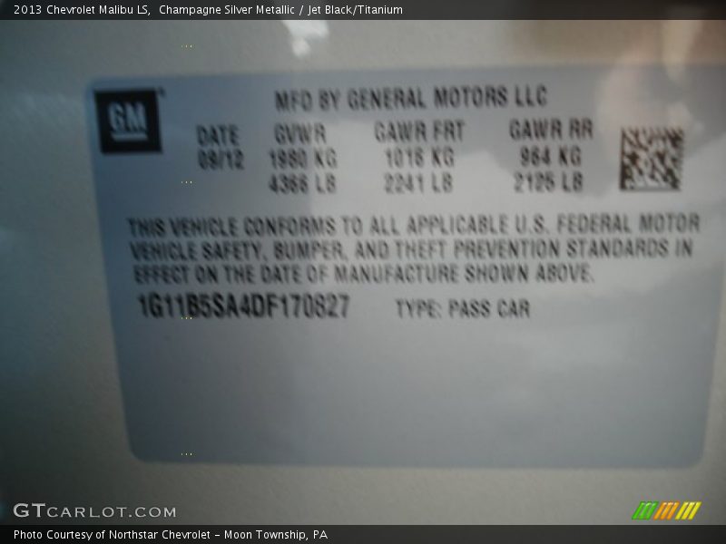 Champagne Silver Metallic / Jet Black/Titanium 2013 Chevrolet Malibu LS