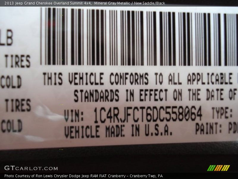Mineral Gray Metallic / New Saddle/Black 2013 Jeep Grand Cherokee Overland Summit 4x4