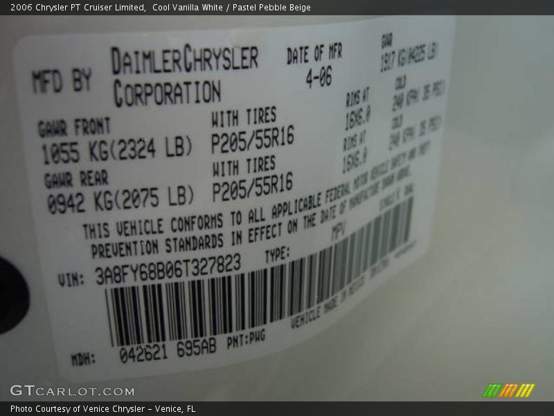 Cool Vanilla White / Pastel Pebble Beige 2006 Chrysler PT Cruiser Limited