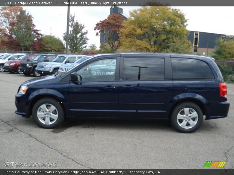 True Blue Pearl / Black/Light Graystone 2013 Dodge Grand Caravan SE