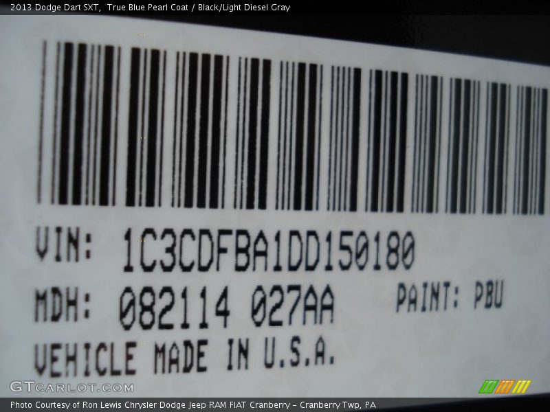 True Blue Pearl Coat / Black/Light Diesel Gray 2013 Dodge Dart SXT