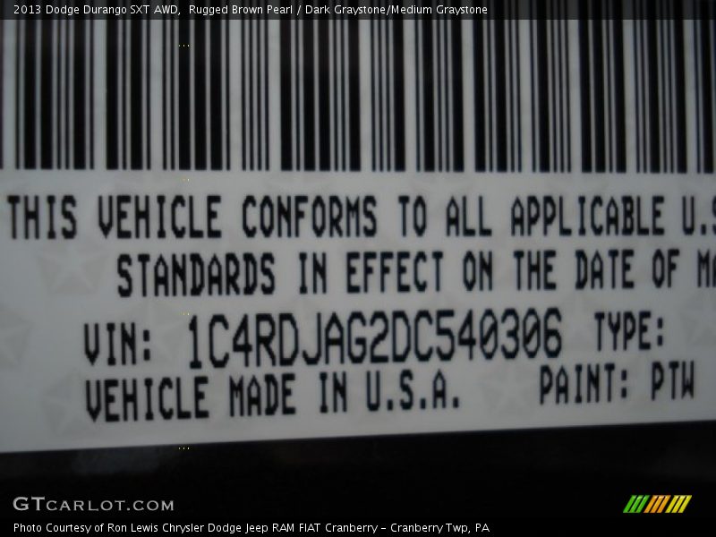 Rugged Brown Pearl / Dark Graystone/Medium Graystone 2013 Dodge Durango SXT AWD