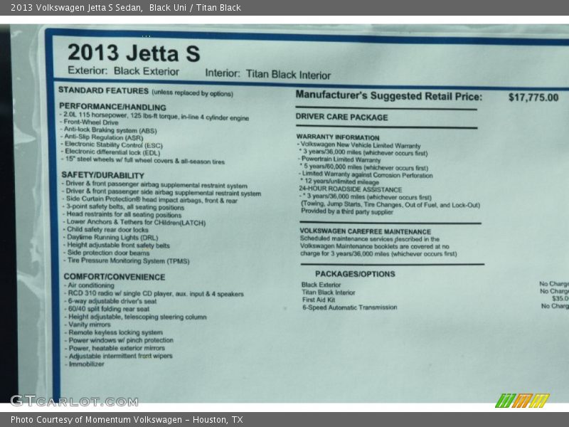 Black Uni / Titan Black 2013 Volkswagen Jetta S Sedan