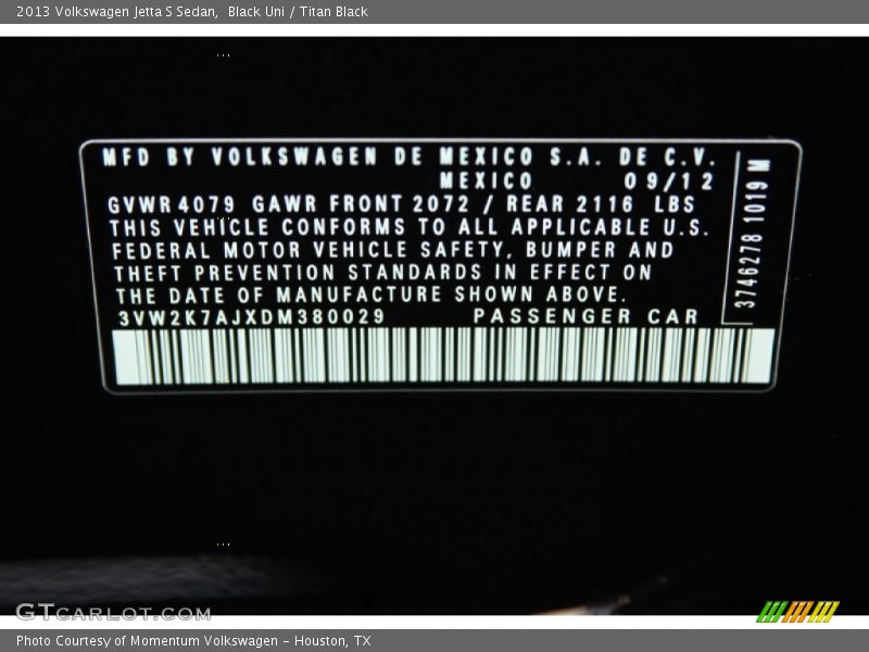 Black Uni / Titan Black 2013 Volkswagen Jetta S Sedan