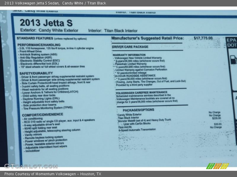 Candy White / Titan Black 2013 Volkswagen Jetta S Sedan