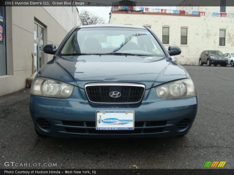 Ocean Blue / Beige 2001 Hyundai Elantra GLS