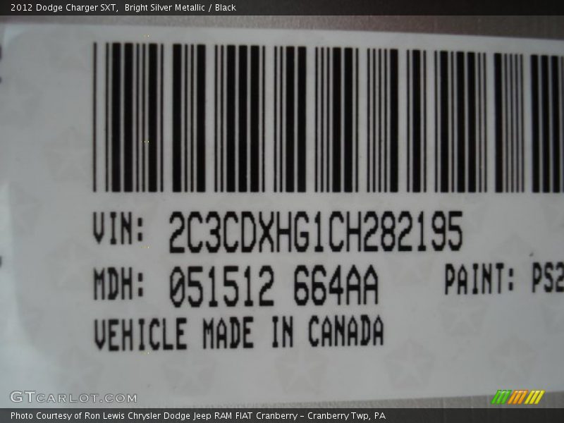 Bright Silver Metallic / Black 2012 Dodge Charger SXT