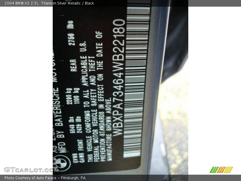 Titanium Silver Metallic / Black 2004 BMW X3 2.5i
