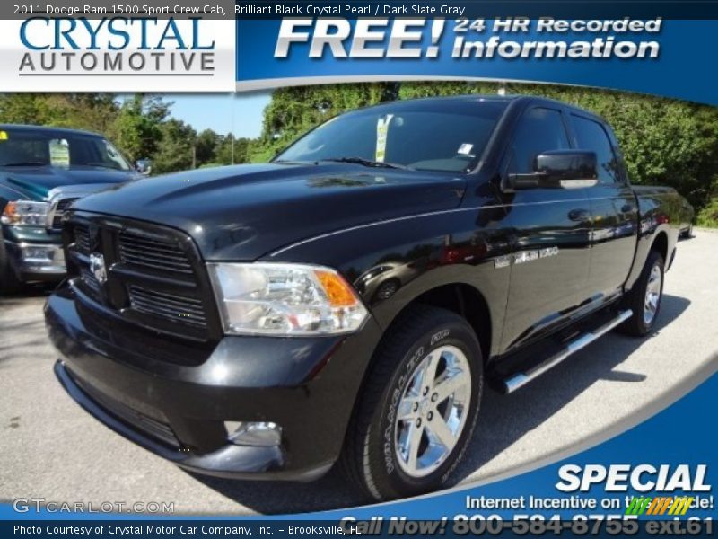 Brilliant Black Crystal Pearl / Dark Slate Gray 2011 Dodge Ram 1500 Sport Crew Cab